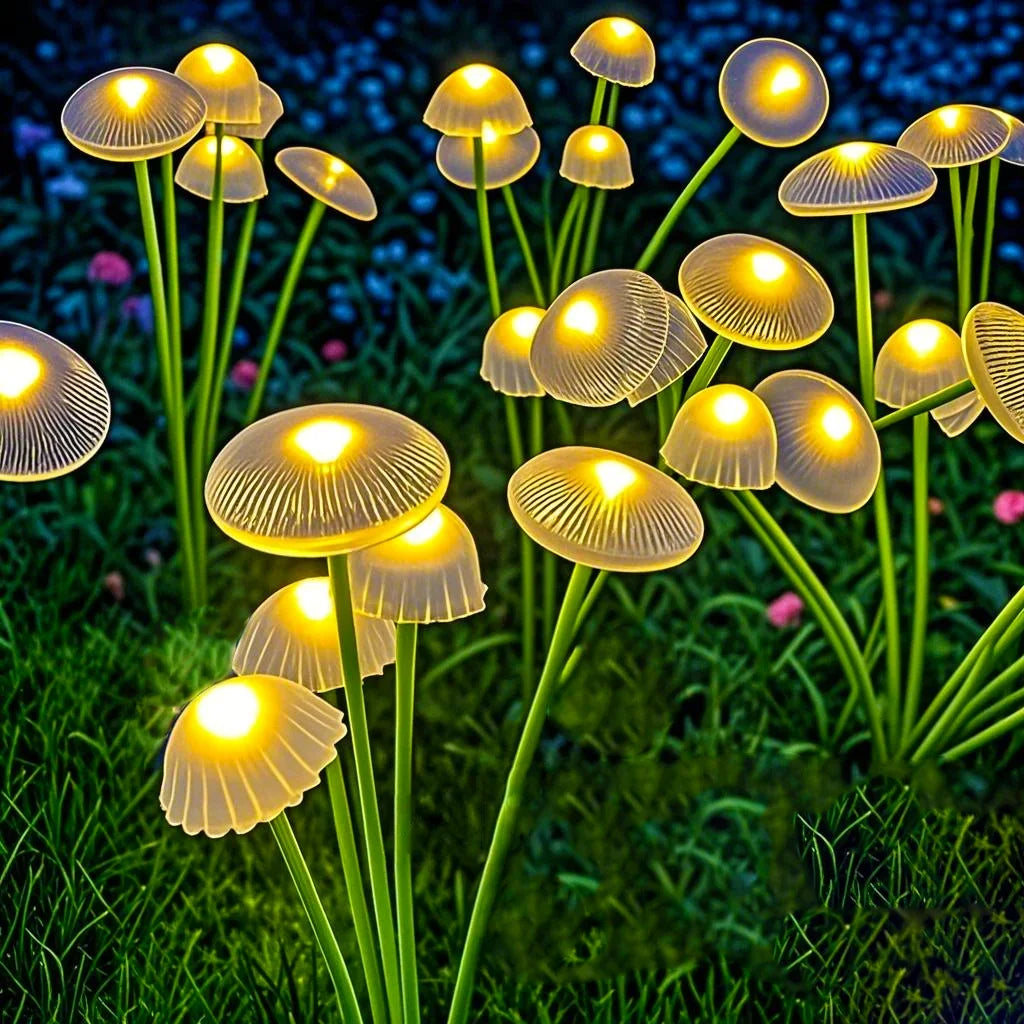 Solar-Pilzleuchte mit 6 schwingenden Leuchtenköpfen – 2er-Set