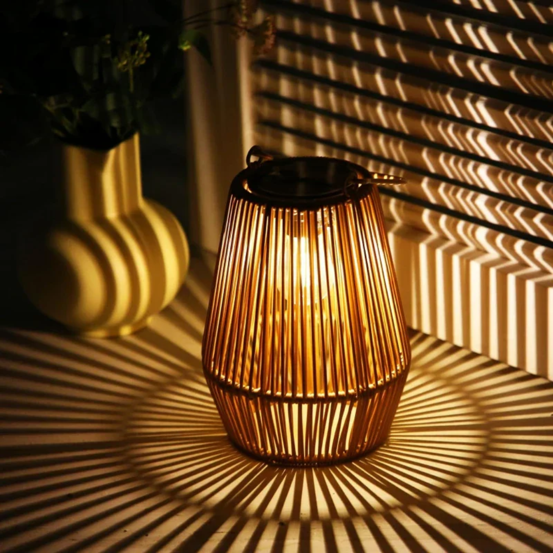 Handgewebte Solar-Gartenlaterne – Wasserdichtes Rattan-LED-Licht