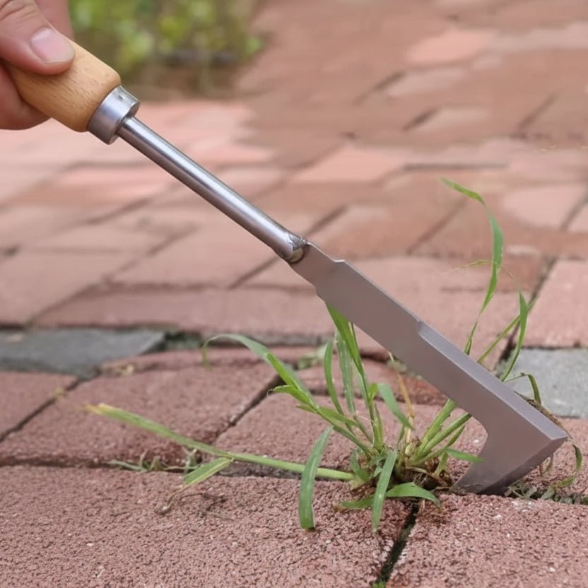 Edelstahl Unkrauthacke mit L-Form für präzise Gartenarbeit